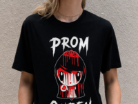 A gen z wearing a Lolligag as Carrie White tee
