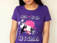 A girl looking down wearing the Hip-Hop Hooray Lolligag Tee