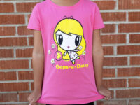 Girl wearing the Oops A Daisy Lolligag T-shirt