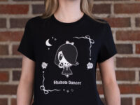 Millennial wearing the Lolligag Shadow Dancer tee