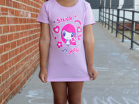 Girl wearing the Stuck on You Lolligag tee