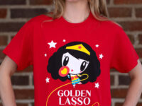 Millennial wearing the Lolligag Golden Lasso Energy Tee